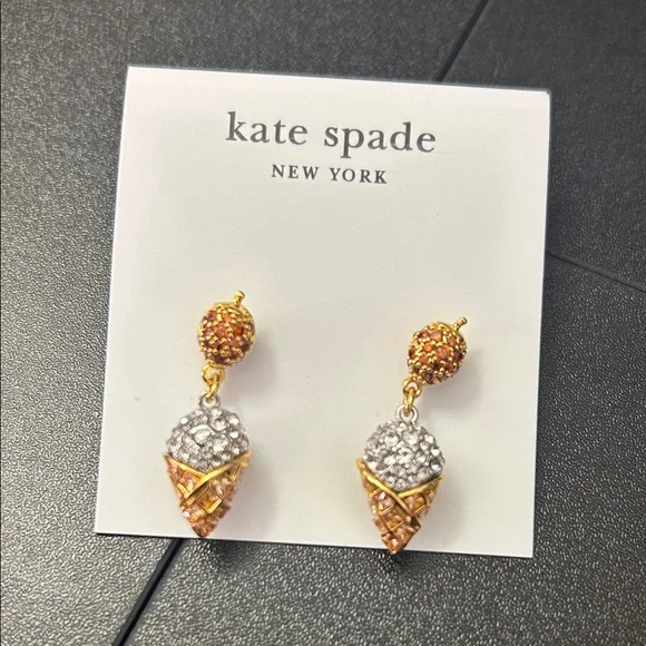 Kate Spade Gold and Silver Ice Cream Cone Earrings - Picture 2 of 3